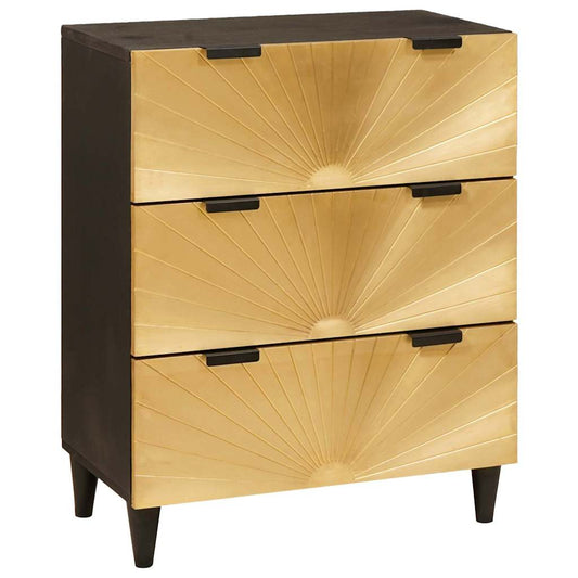 vidaXL Sideboard Black and Gold 60 x 33 x 75 cm Solid Mango Wood