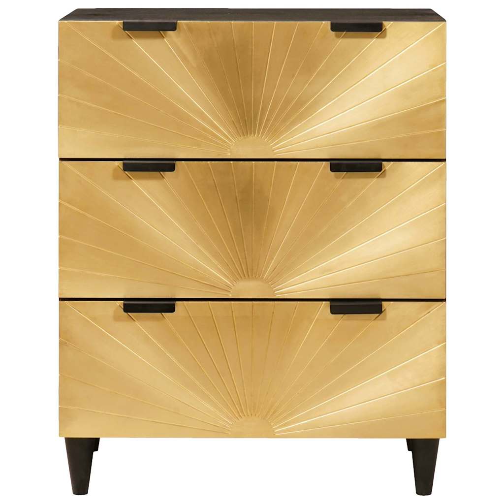 vidaXL Sideboard Black and Gold 60 x 33 x 75 cm Solid Mango Wood