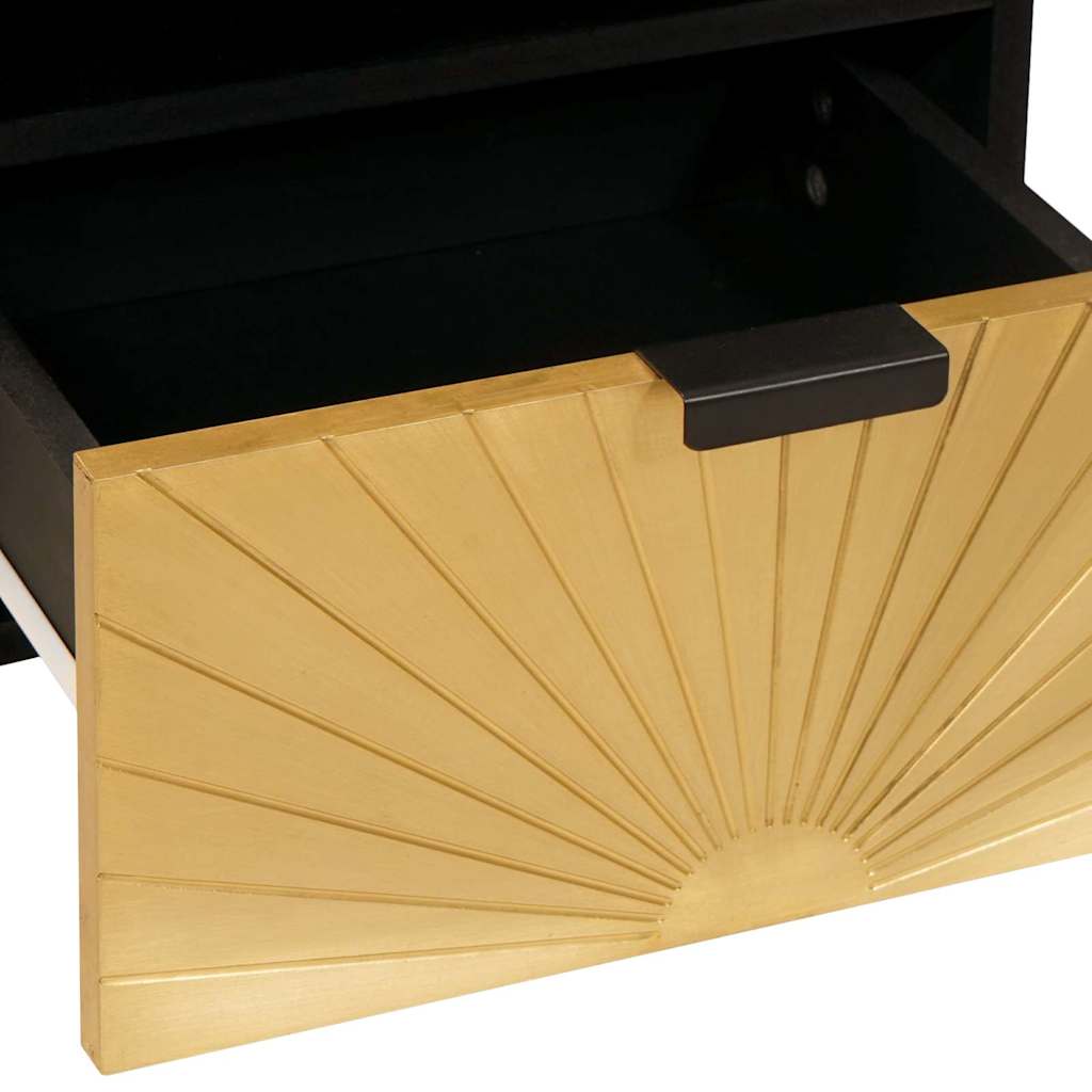 vidaXL Bedside Cabinet Black and Gold 40 x 33 x 46 cm Engineered Wood