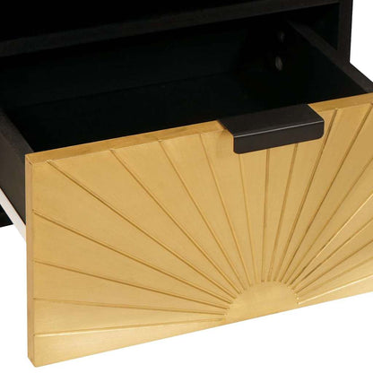 vidaXL Bedside Cabinet Black and Gold 40 x 33 x 46 cm Engineered Wood