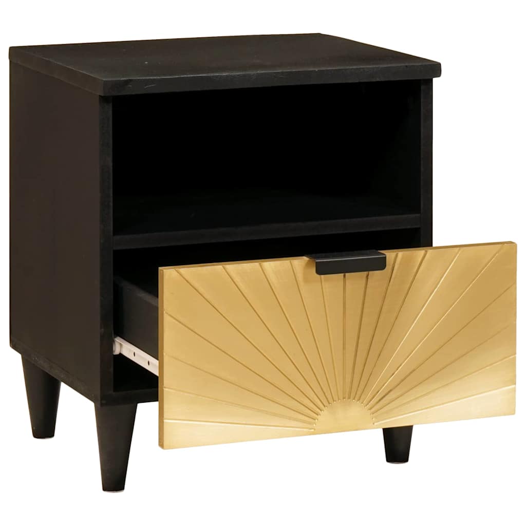 vidaXL Bedside Cabinet Black and Gold 40 x 33 x 46 cm Engineered Wood