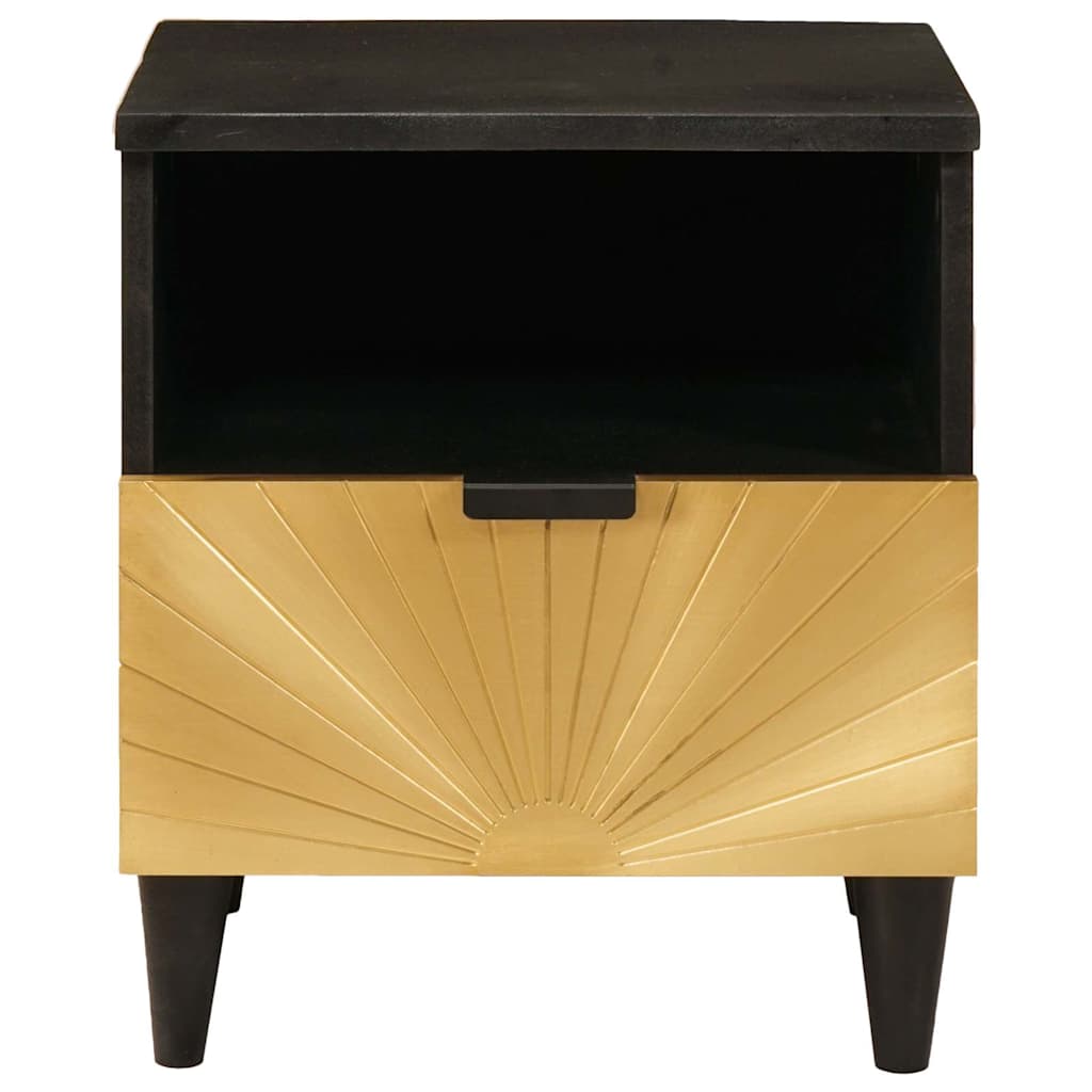 vidaXL Bedside Cabinet Black and Gold 40 x 33 x 46 cm Engineered Wood