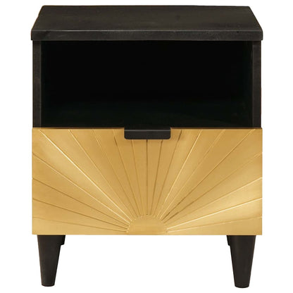 vidaXL Bedside Cabinet Black and Gold 40 x 33 x 46 cm Engineered Wood