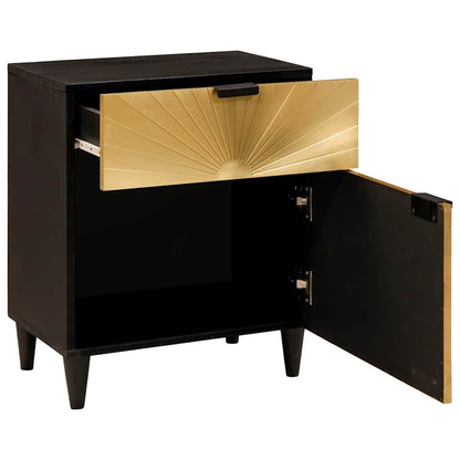 vidaXL Bedside Table Black and Gold 50 x 33 x 60 cm Engineered Wood