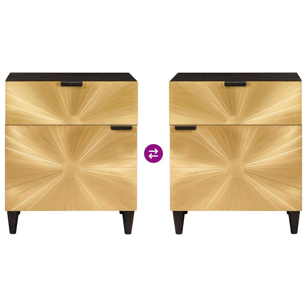 vidaXL Bedside Table Black and Gold 50 x 33 x 60 cm Engineered Wood