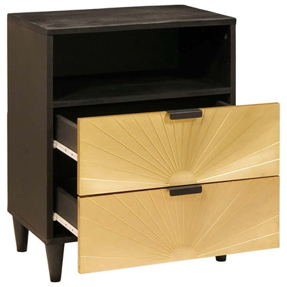 vidaXL Bedside Table Black and Gold 50 x 33 x 62 cm Engineered Wood
