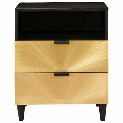 vidaXL Bedside Table Black and Gold 50 x 33 x 62 cm Engineered Wood