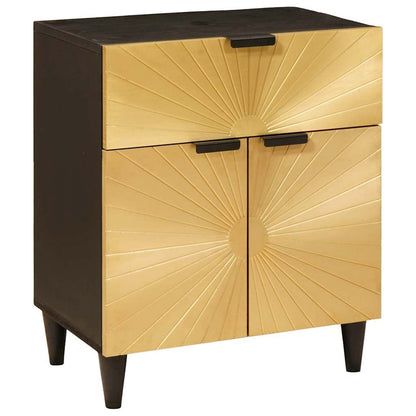 vidaXL Bedside Table Black and Gold 50 x 33 x 60 cm Engineered Wood