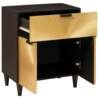 vidaXL Bedside Table Black and Gold 50 x 33 x 60 cm Engineered Wood