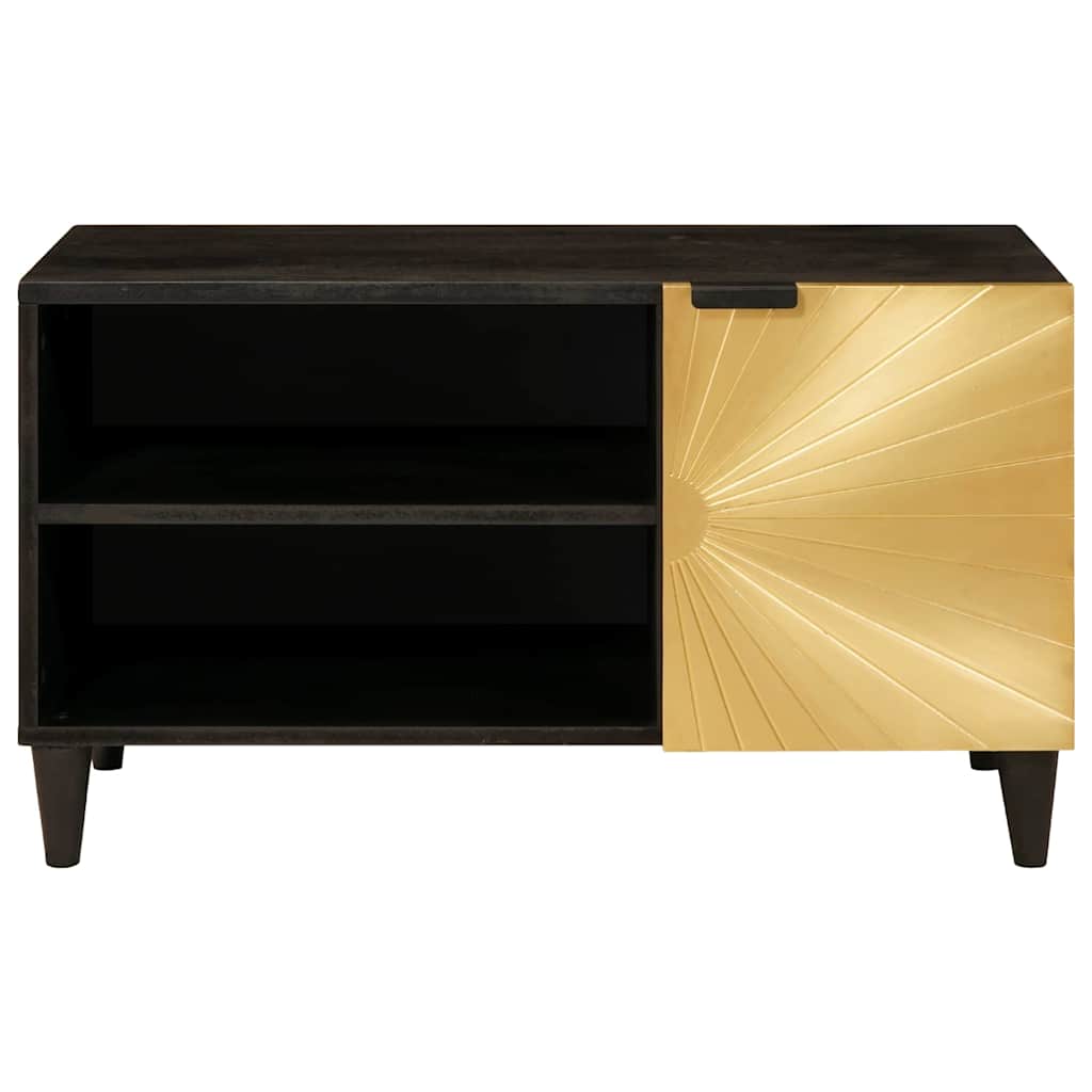 vidaXL TV Cabinet Black and Gold 80 x 33 x 46 cm Engineered wood