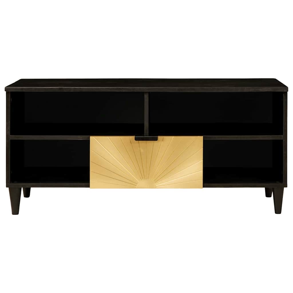 vidaXL TV Cabinet Black and Gold 100 x 33 x 46 cm Engineered wood