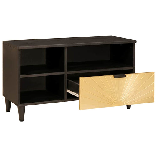 vidaXL TV Cabinet Black and Gold 80 x 33 x 46 cm Engineered wood
