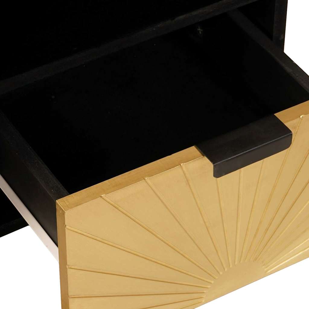 vidaXL TV Cabinet Black and Gold 100 x 33 x 46 cm Engineered wood