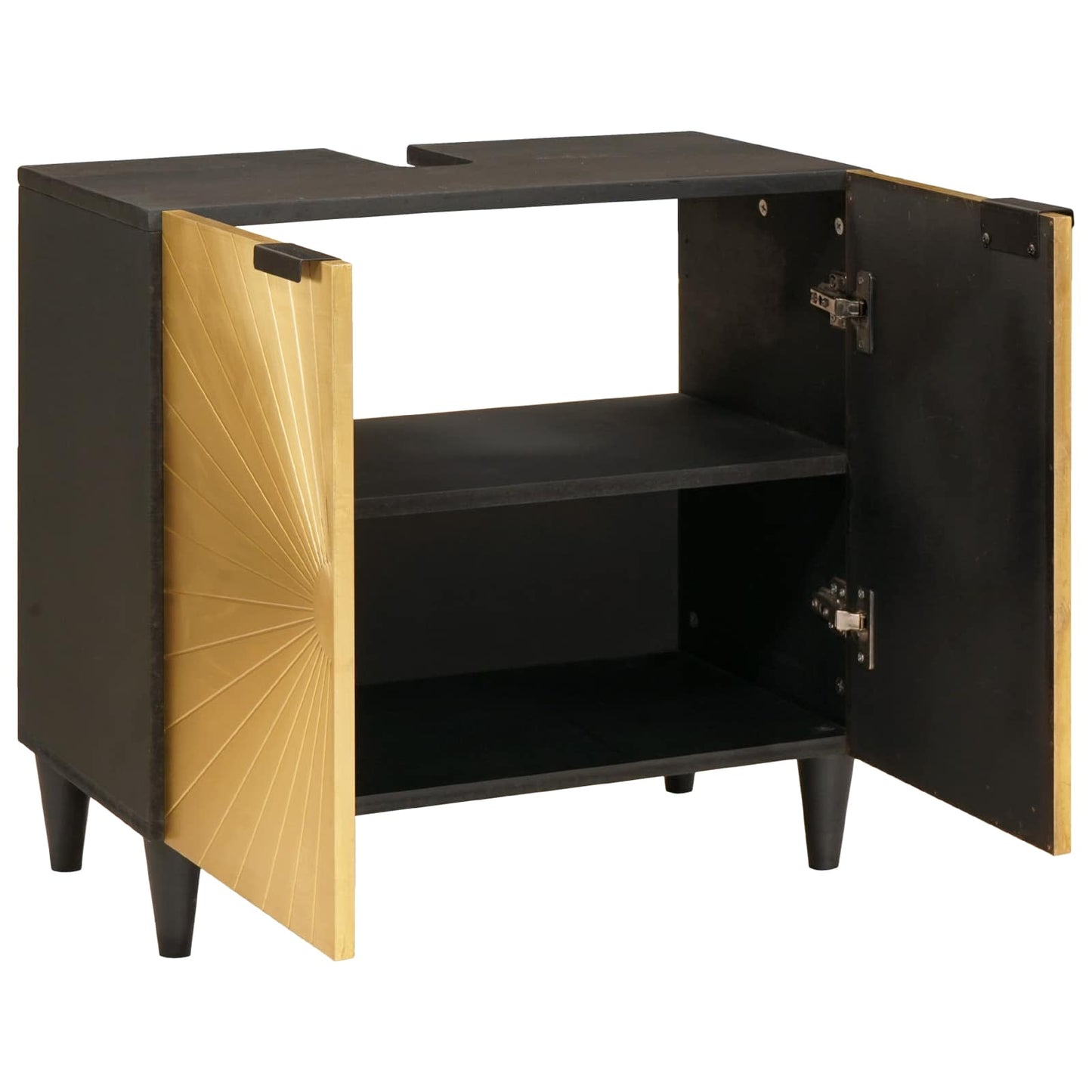 vidaXL Sink cabinet Black and Gold 62 x 33 x 58 cm Solid Mango Wood