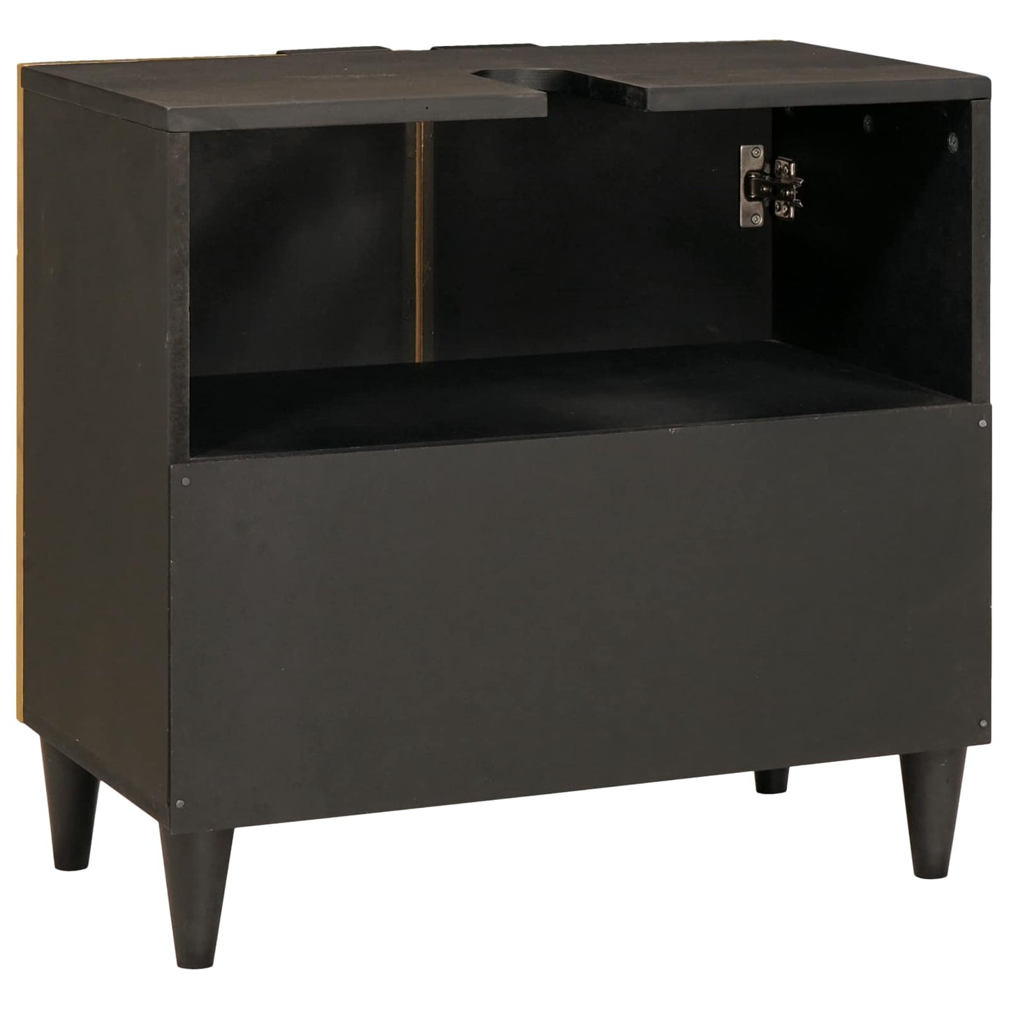 vidaXL Sink cabinet Black and Gold 62 x 33 x 58 cm Solid Mango Wood