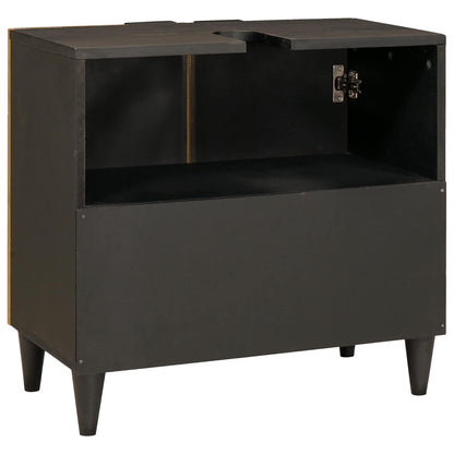 vidaXL Sink cabinet Black and Gold 62 x 33 x 58 cm Solid Mango Wood