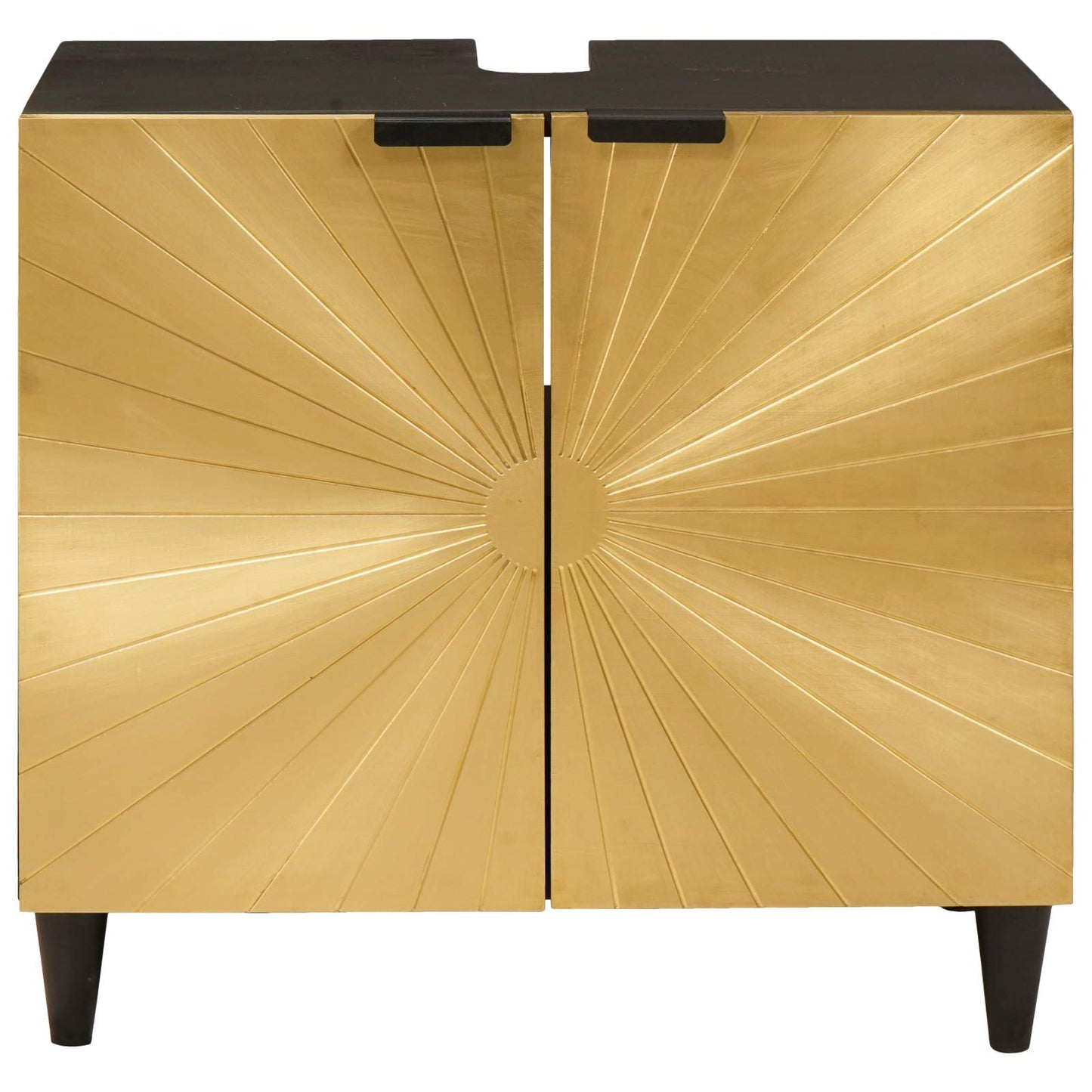 vidaXL Sink cabinet Black and Gold 62 x 33 x 58 cm Solid Mango Wood