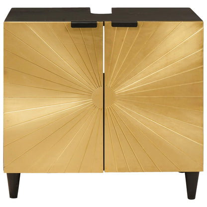 vidaXL Sink cabinet Black and Gold 62 x 33 x 58 cm Solid Mango Wood