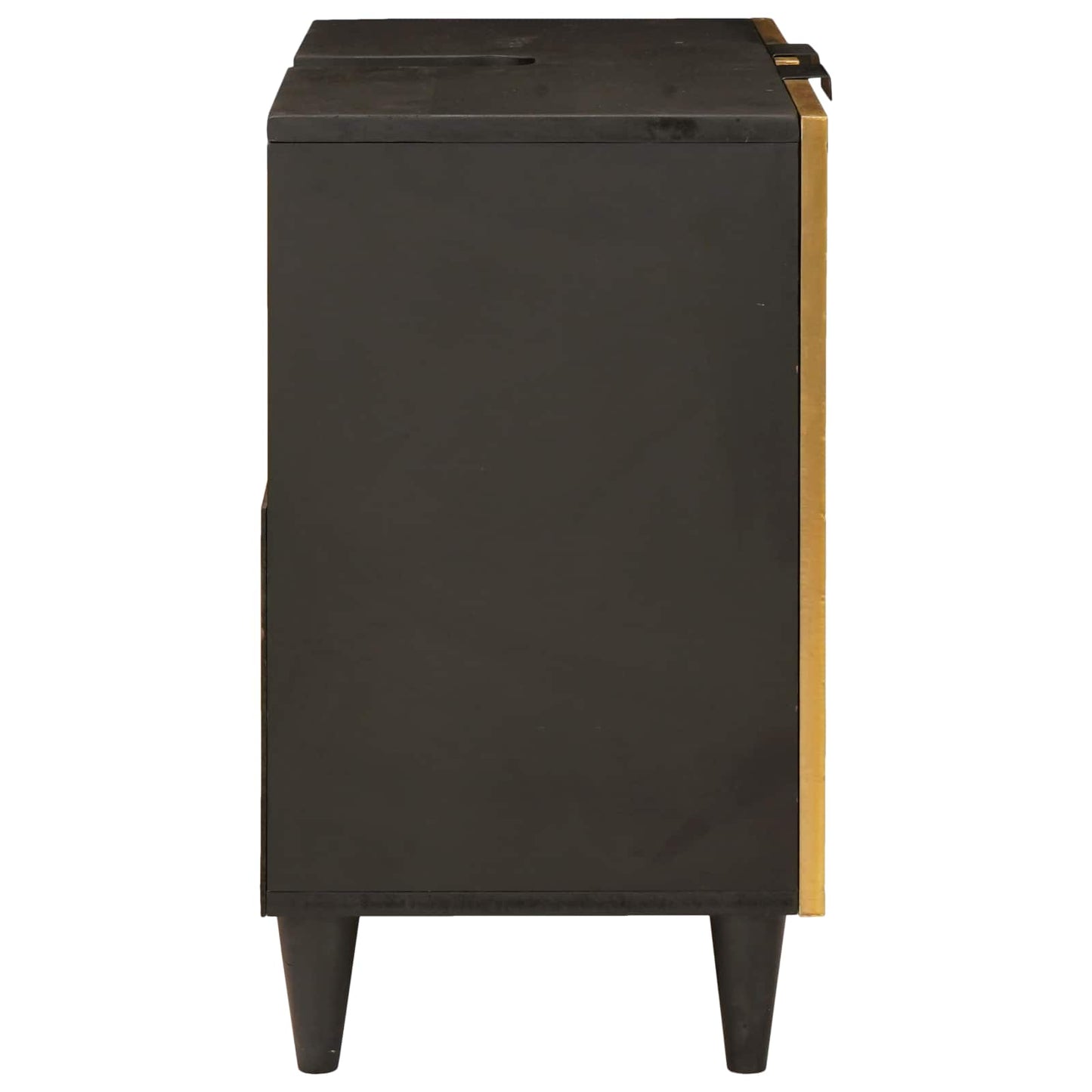 vidaXL Sink cabinet Black and Gold 62 x 33 x 58 cm Solid Mango Wood