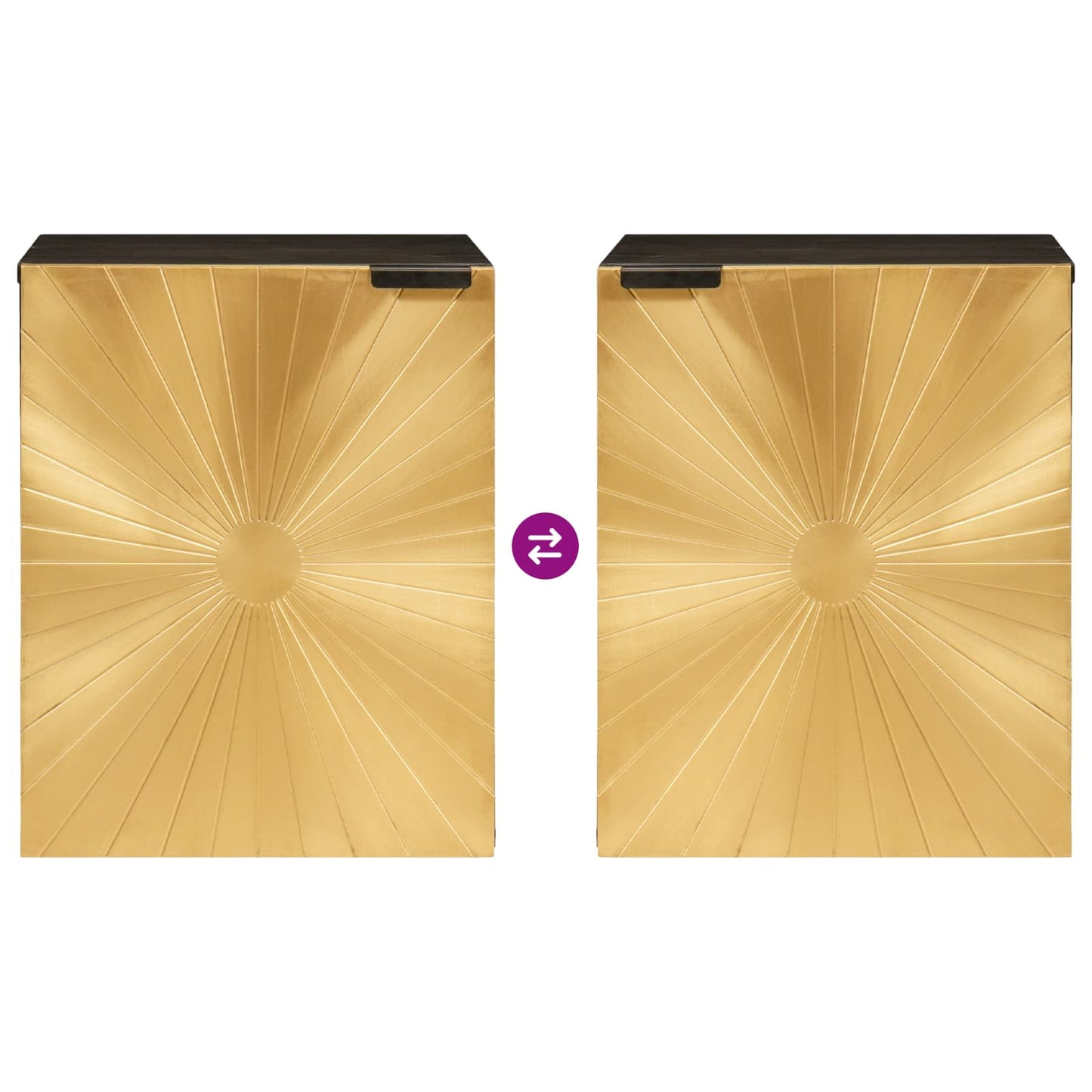 vidaXL Bathroom Cabinet with Shelf Black and Gold 38 x 33 x 48 cm