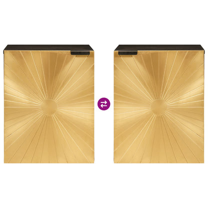 vidaXL Bathroom Cabinet with Shelf Black and Gold 38 x 33 x 48 cm