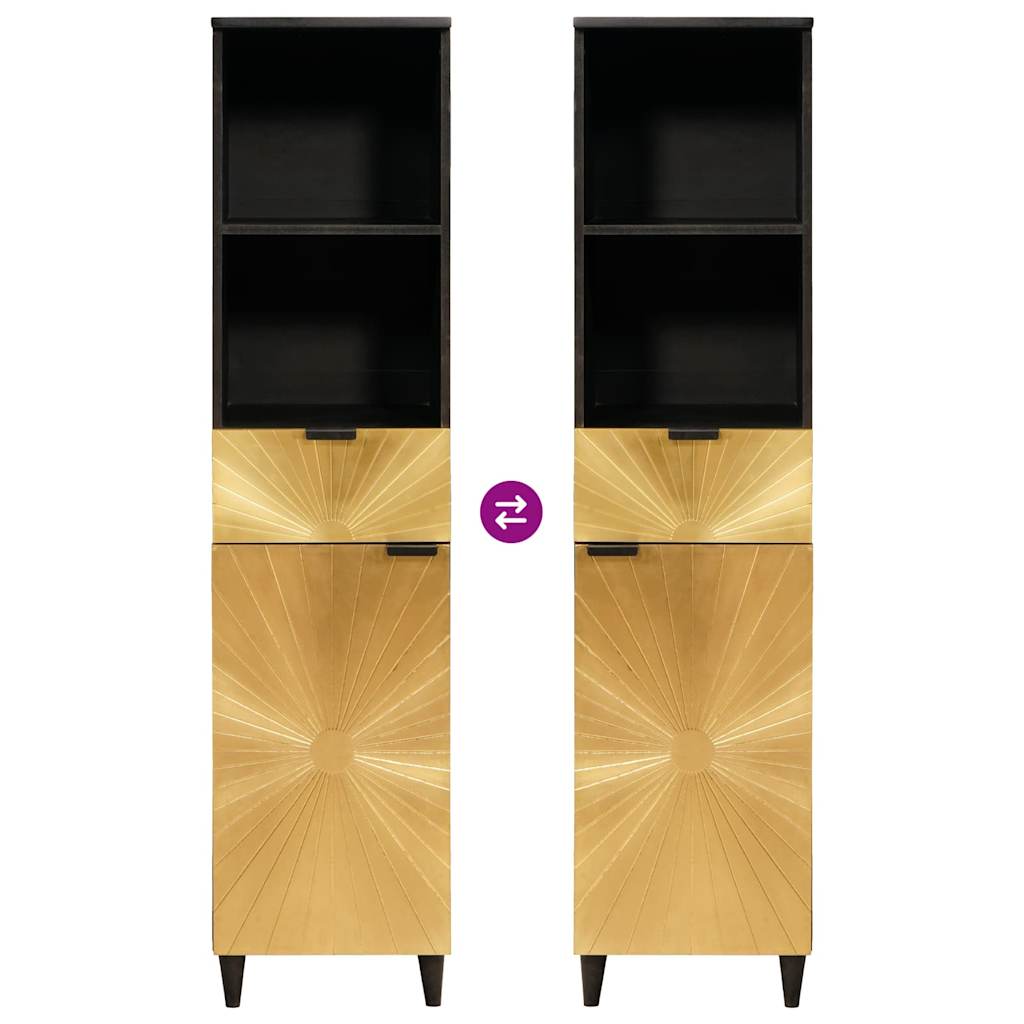 vidaXL Bathroom Cabinet with Drawer Black and Gold 38 x 33 x 160 cm