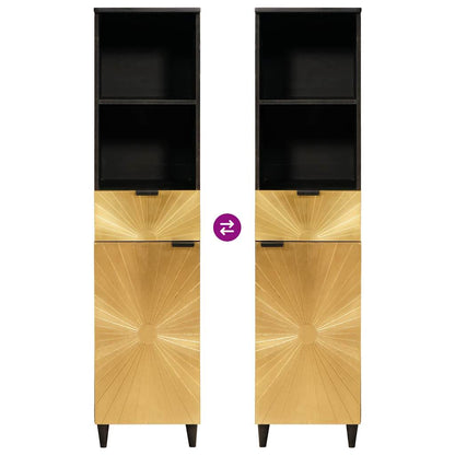 vidaXL Bathroom Cabinet with Drawer Black and Gold 38 x 33 x 160 cm