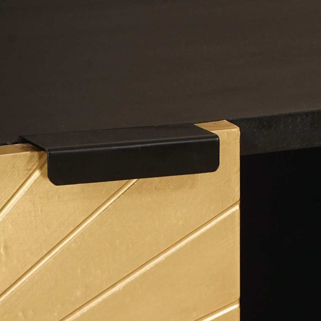 vidaXL Side Cabinet Black and Gold 80 x 33.5 x 75 cm Solid Mango Wood