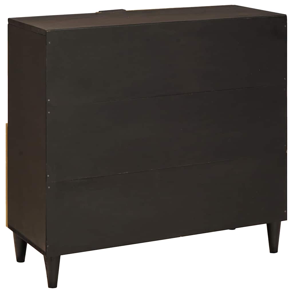 vidaXL Side Cabinet Black and Gold 80 x 33.5 x 75 cm Solid Mango Wood