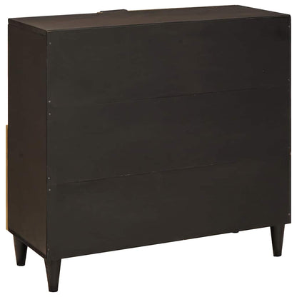 vidaXL Side Cabinet Black and Gold 80 x 33.5 x 75 cm Solid Mango Wood