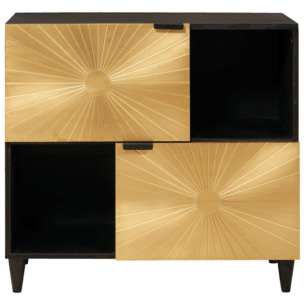 vidaXL Side Cabinet Black and Gold 80 x 33.5 x 75 cm Solid Mango Wood