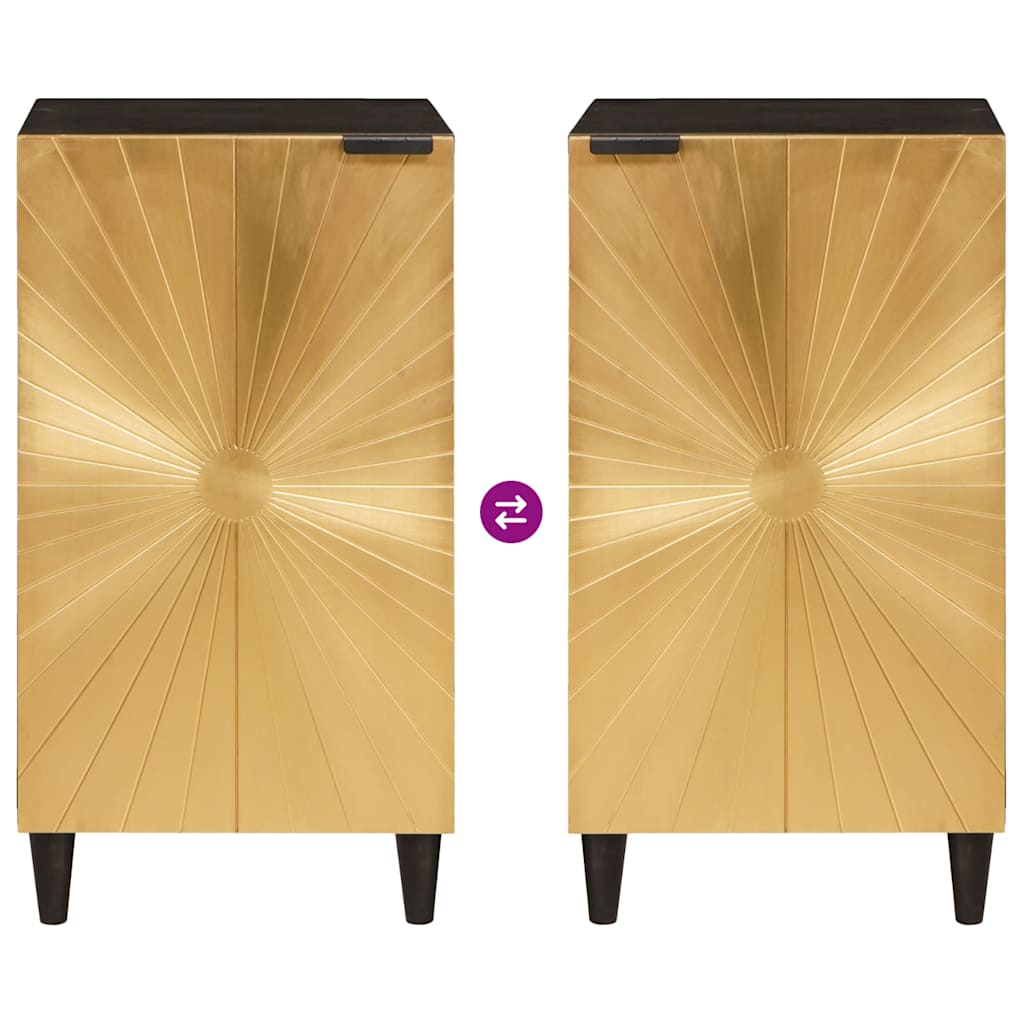 vidaXL Side Cabinet Black and Gold 80 x 33.5 x 75 cm Solid Mango Wood