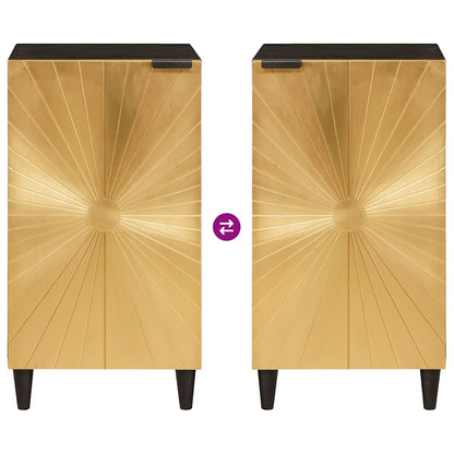 vidaXL Side Cabinet Black and Gold 80 x 33.5 x 75 cm Solid Mango Wood