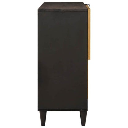 vidaXL Side Cabinet Black and Gold 80 x 33.5 x 75 cm Solid Mango Wood