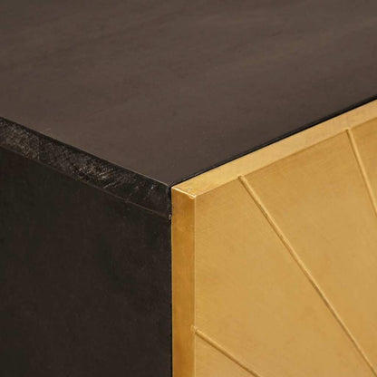 vidaXL Side Cabinet Black and Gold 60 x 33.5 x 100 cm Solid Mango Wood