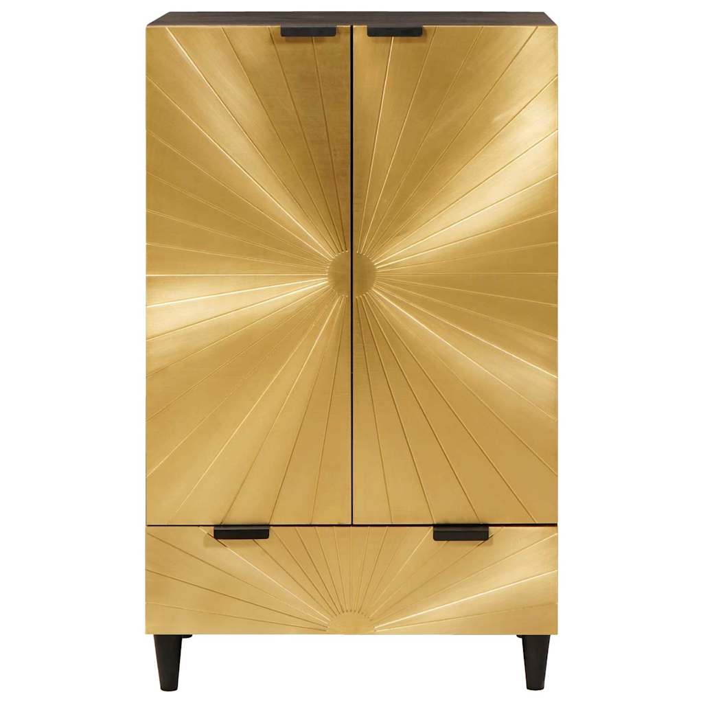 vidaXL Side Cabinet Black and Gold 60 x 33.5 x 100 cm Solid Mango Wood