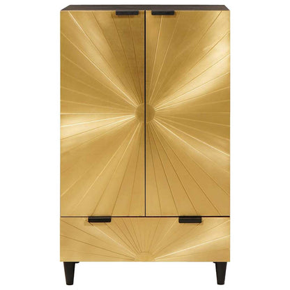 vidaXL Side Cabinet Black and Gold 60 x 33.5 x 100 cm Solid Mango Wood