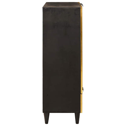 vidaXL Side Cabinet Black and Gold 60 x 33.5 x 100 cm Solid Mango Wood