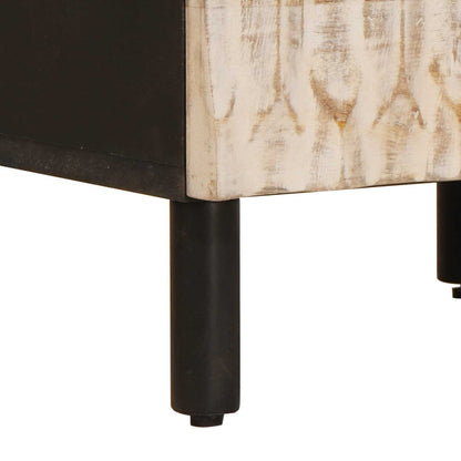 vidaXL Bedside Cabinet White 40 x 33 x 46 cm Solid Mango Wood