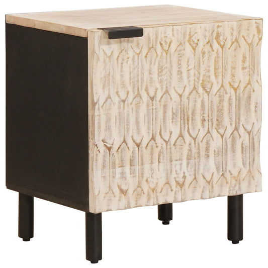 vidaXL Bedside Cabinet White 40 x 33 x 46 cm Solid Mango Wood