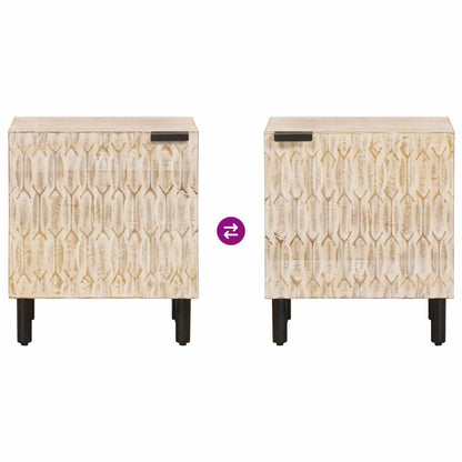 vidaXL Bedside Cabinet 2 pcs White 40 x 33 x 46 cm Solid Mango Wood