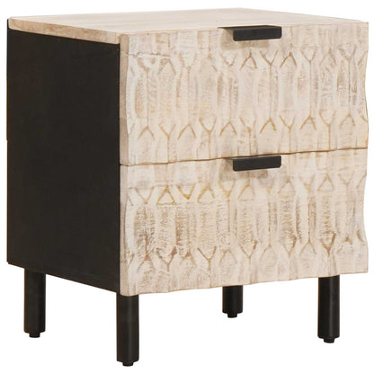 vidaXL Bedside Cabinet White 40 x 33 x 46 cm Solid Mango Wood