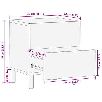 vidaXL Bedside Cabinet White 40 x 33 x 46 cm Solid Mango Wood