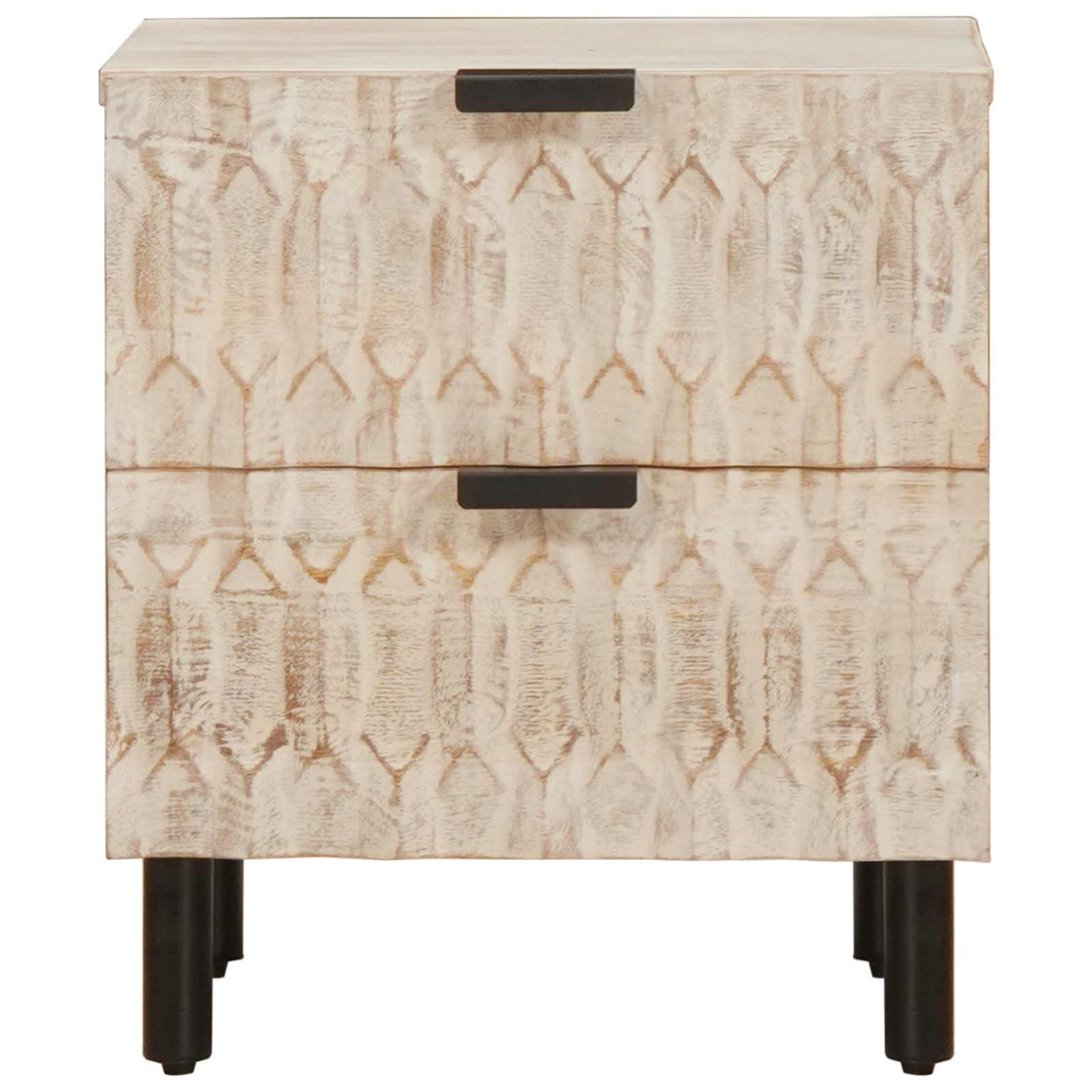 vidaXL Bedside Cabinet 2 pcs White 40 x 33 x 46 cm Solid Mango Wood