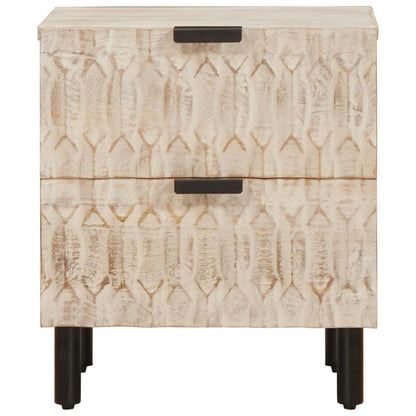 vidaXL Bedside Cabinet 2 pcs White 40 x 33 x 46 cm Solid Mango Wood