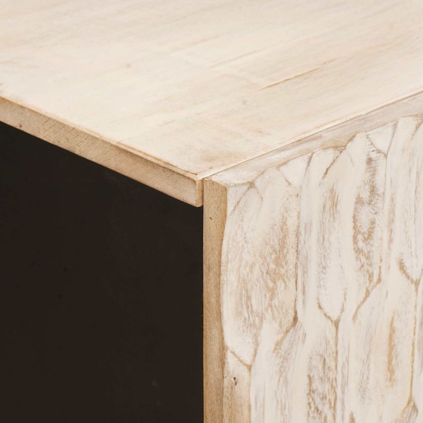 vidaXL TV Cabinet White Wash Finish 105 x 33 x 46 cm Solid Mango Wood