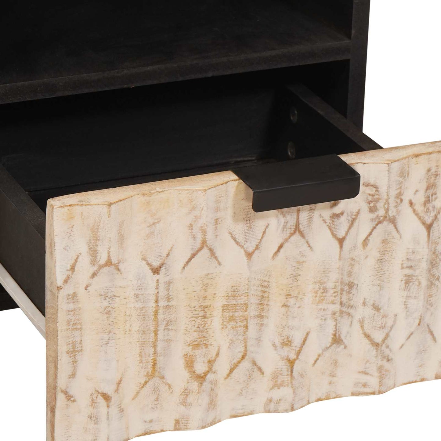 vidaXL TV Cabinet White Wash Finish 70 x 33 x 46 cm Solid Mango Wood