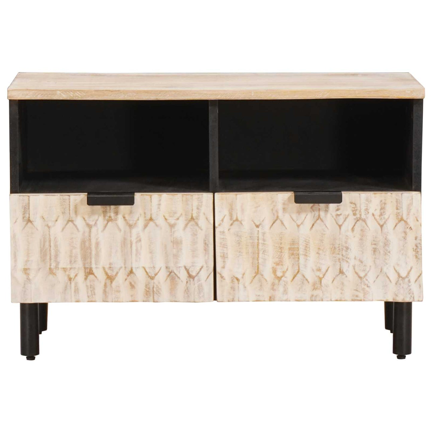 vidaXL TV Cabinet White Wash Finish 70 x 33 x 46 cm Solid Mango Wood
