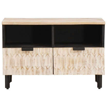 vidaXL TV Cabinet White Wash Finish 70 x 33 x 46 cm Solid Mango Wood