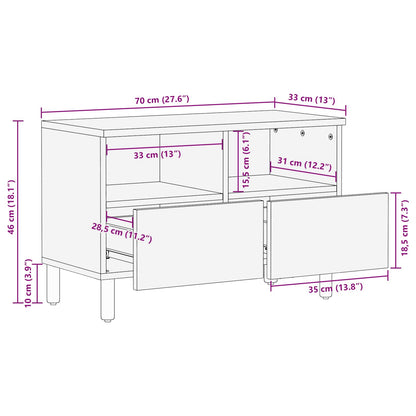 vidaXL TV Cabinet White Wash Finish 70 x 33 x 46 cm Solid Mango Wood